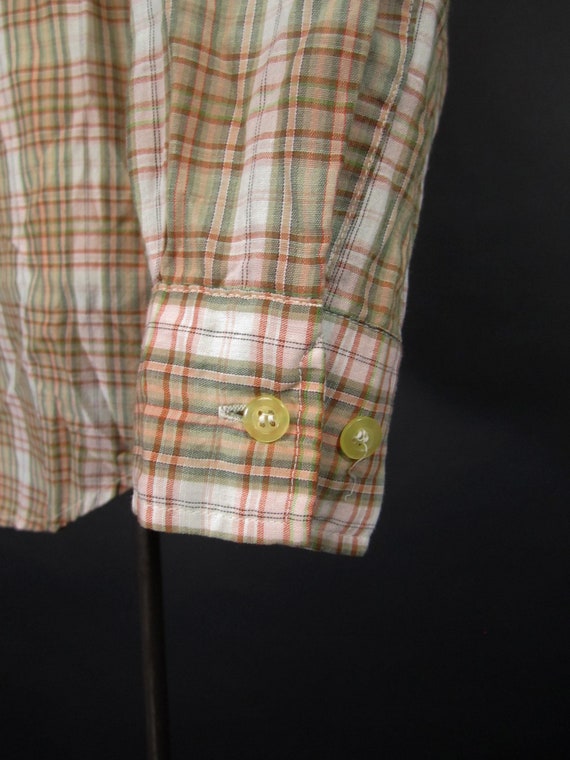 Vintage Levi's Fly Fishing Shirt 70s Green Orange… - image 8