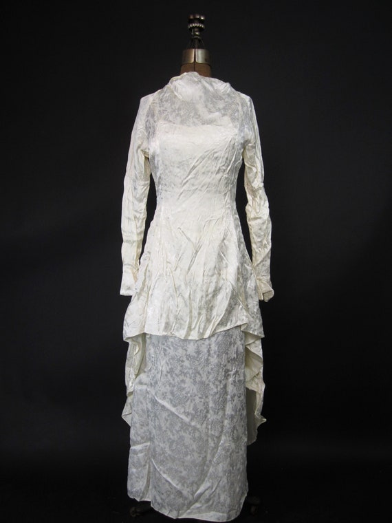 Vintage 30s Wedding Dress Art Deco Two Piece Ivor… - image 3