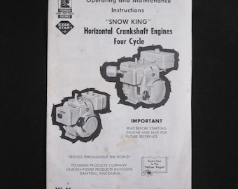 Vintage Tecumseh SNOW KING Engine Manual 1966