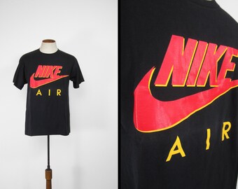 Vintage Nike Air T-shirt Made in USA Black Swoosh Cotton Tee - Size Large