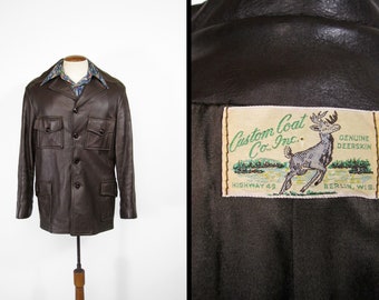 Vintage 70s Deerskin Jacket Custom Coat Co - Size 40