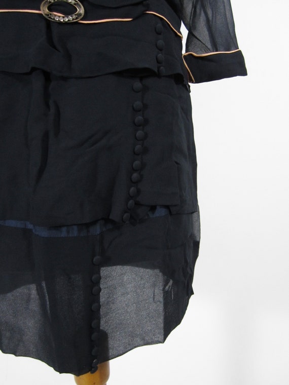 Vintage 20s Black Sheer Dress Flapper Chiffon Dro… - image 5