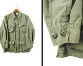 Vintage 70s Vietnam Jungle Jacket Military Combat Cargo Coat US Army - Men's Small