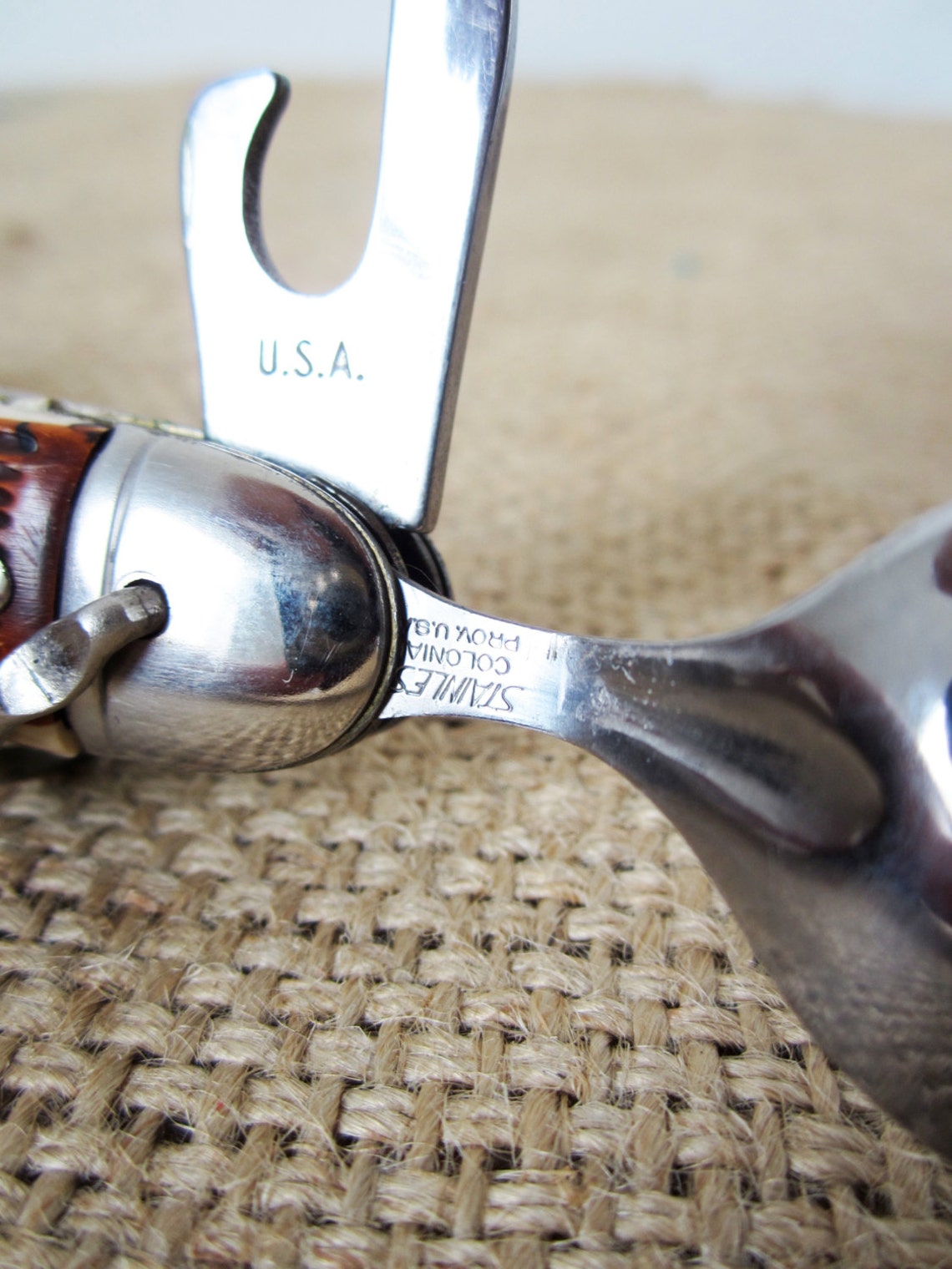 Vintage Camping Pocket Knife Fork and Spoon Colonial 1960s Etsy