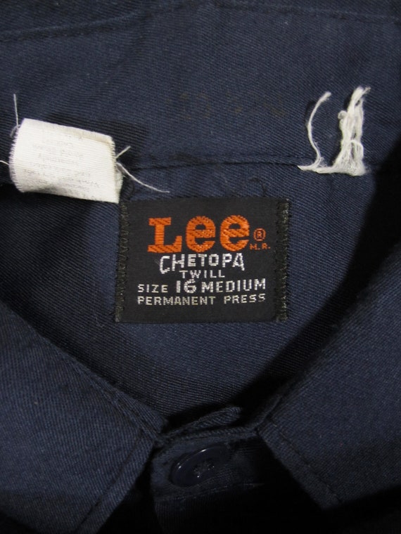 Vintage Lee Work Shirt Blue Twill Workwear Made i… - image 6