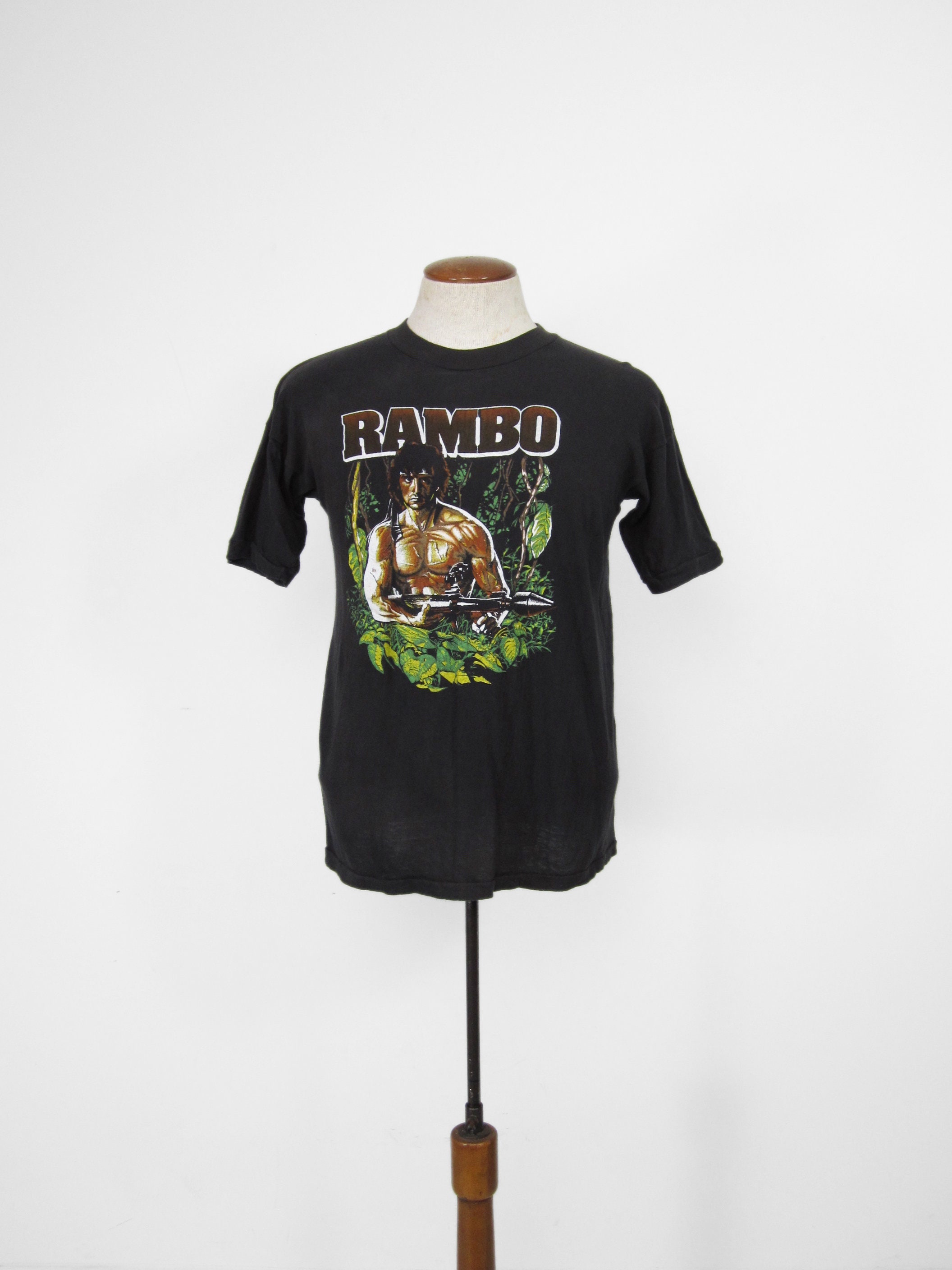 Vintage Rambo T-shirt First Blood 80s Black Cotton Movie Tee - Etsy