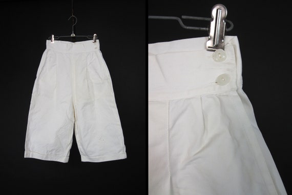 Vintage 30s 40s White Shorts High Waisted Wide Leg