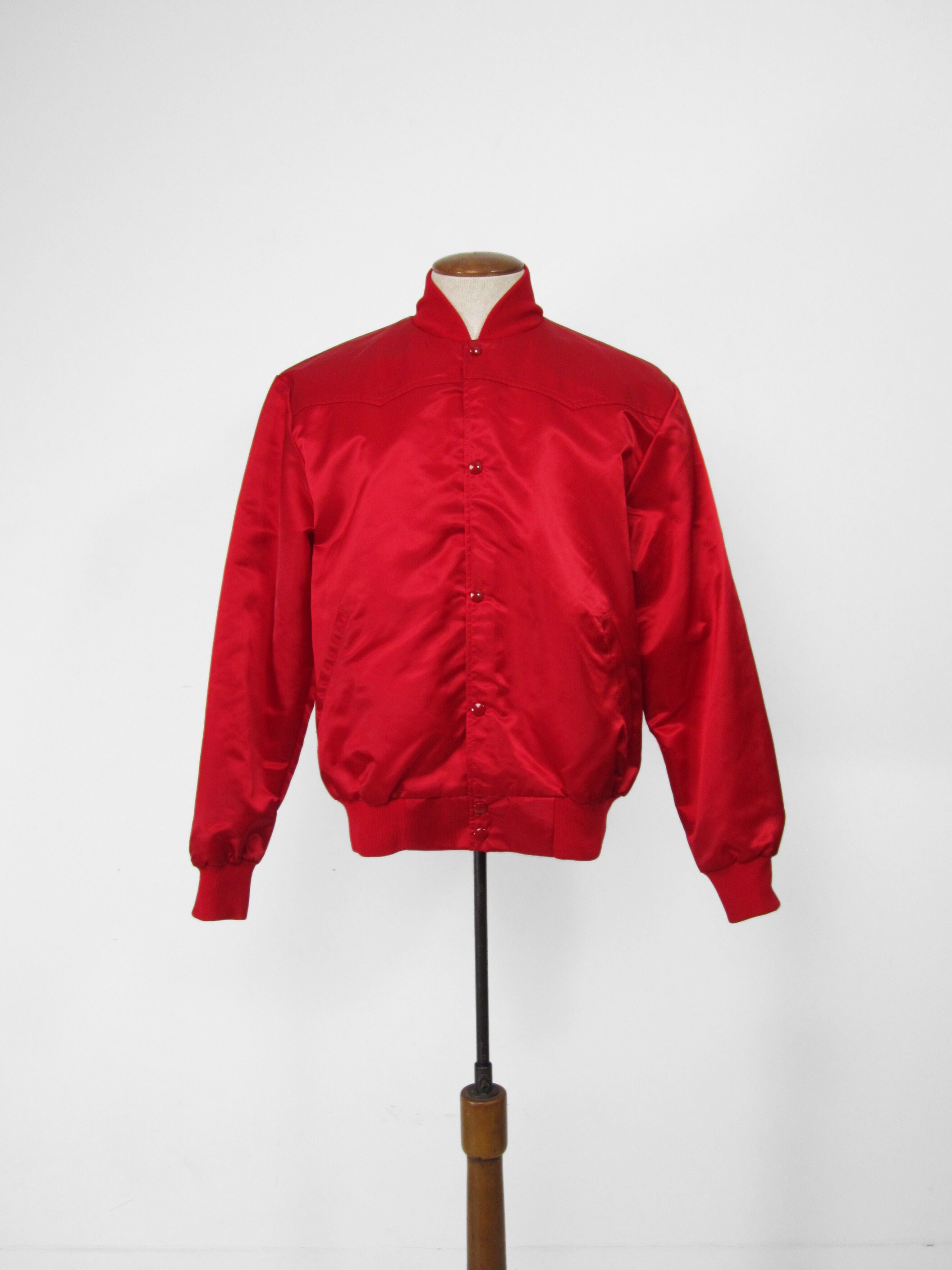 Vintage George Strait Tour Jacket Red Satin Warm up Snap Coat