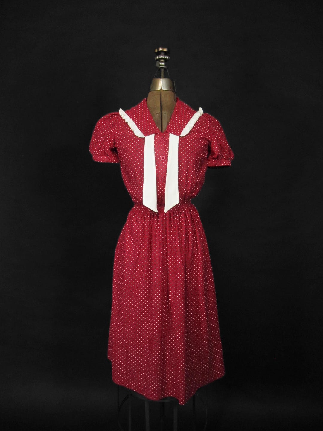 Vintage Square Dance Dress Red Polka Dot Size - Etsy