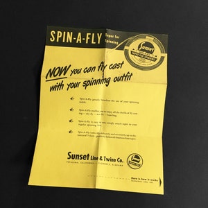 50 年代のサンセット釣り糸広告 Spin-A-Fly フライフィッシング