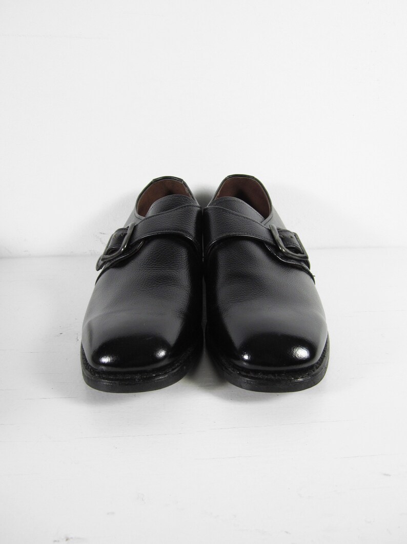 Vintage Monk Strap Shoes NOS Black Leather Montgomery Ward Size 9 E image 2