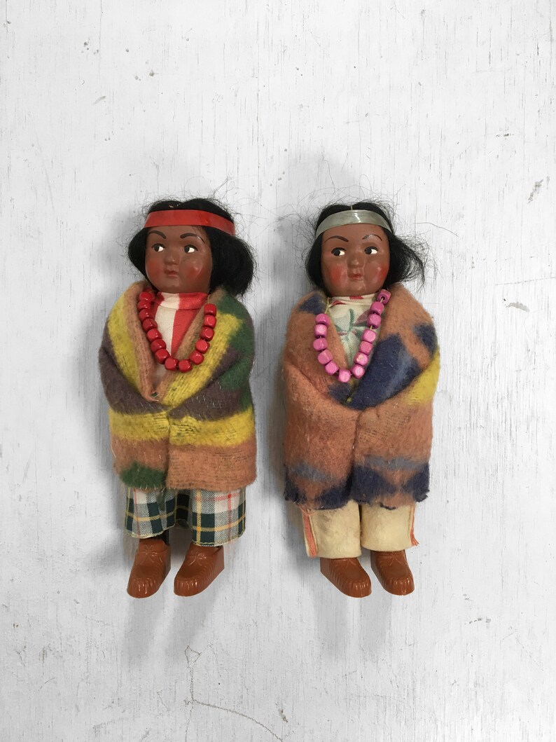Vintage Skookum Indian Dolls Native American Bully Good 1950s Blanket Wrapped 