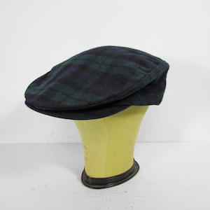 Vintage Pendleton Newsboy-keps Rutig grön ulltartad platt keps - storlek Medium