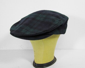 Vintage Pendleton Schiebermütze Cap kariert grün Wolle Tartan Schiebermütze - Größe Medium