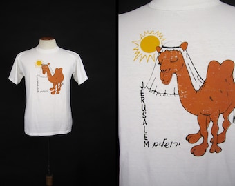 Vintage Jerusalem Israel T-shirt Camel Graphic - Size Medium