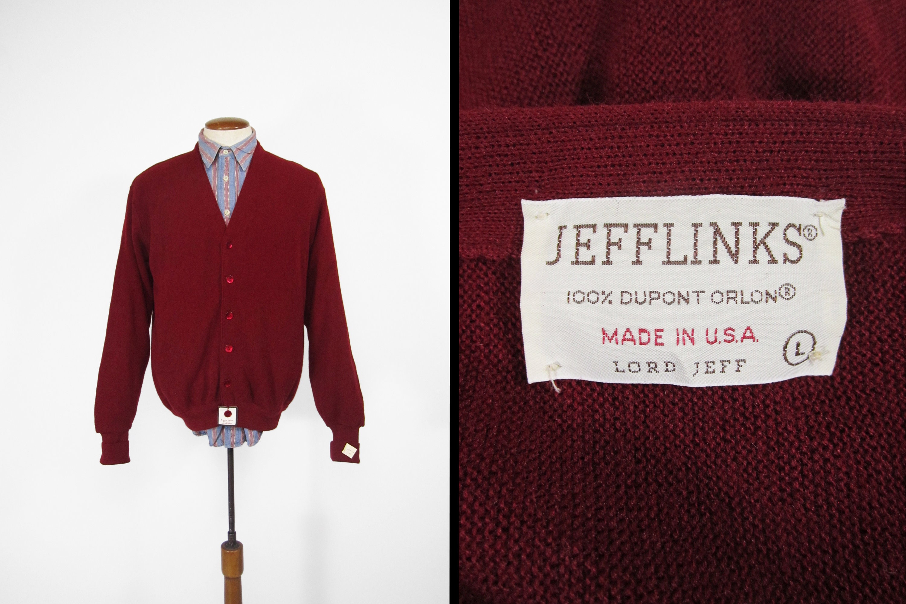 Vintage Lord Jeff Red Cardigan Sweater JEFFLINKS Acrylic Knit - Etsy