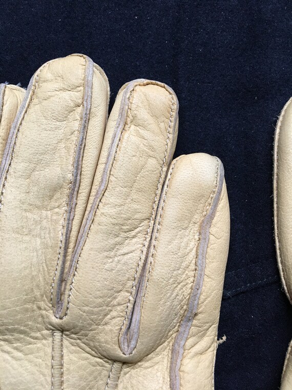 Vintage 50s Deerskin Gloves NOS Leather Stitched … - image 2