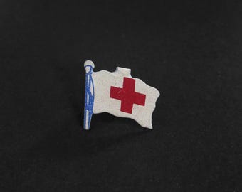 Vintage Red Cross Pin WWII Blood Donor Tin Badge