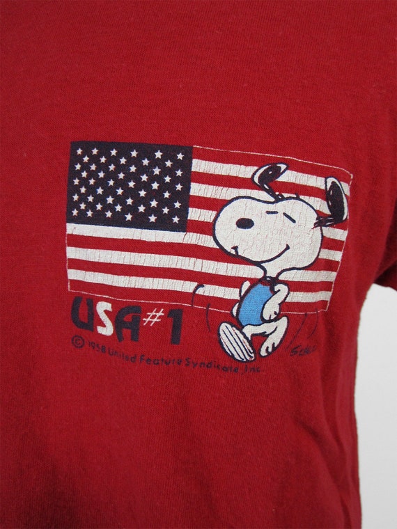 Vintage Snoopy USA #1 T-shirt Joe Cool Red Olympi… - image 3
