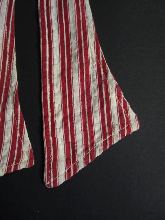 Vintage 30s Cloth Belt Red Striped Tie - image 2