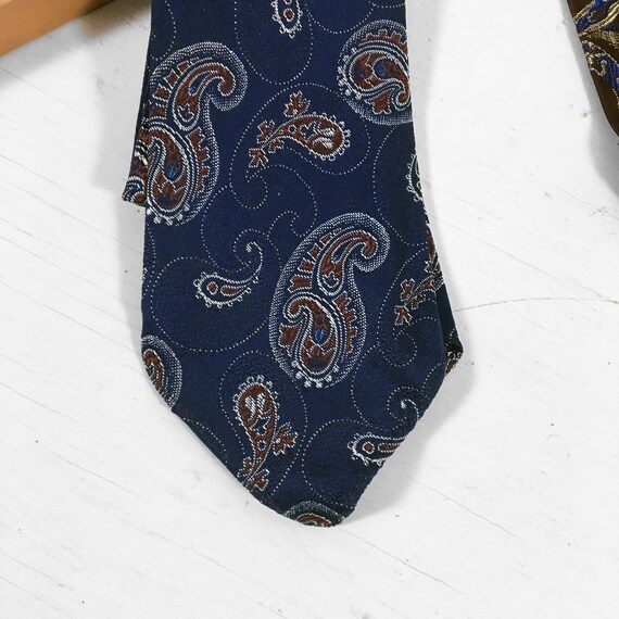 Vintage 30s Necktie Lot Blue Brown Rayon Men's Ti… - image 3