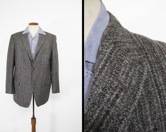 Vintage 50s Black Tweed Sport Coat Fleck Jacket - Size 40