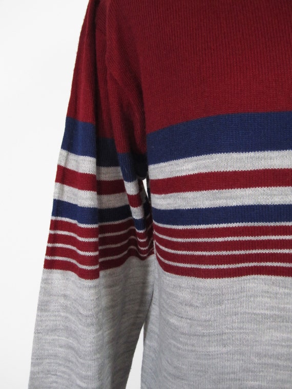 Vintage 80s Red Sweater Montgomery Ward Striped -… - image 4