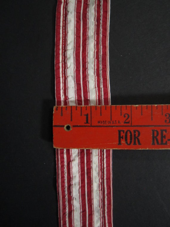 Vintage 30s Cloth Belt Red Striped Tie - image 5