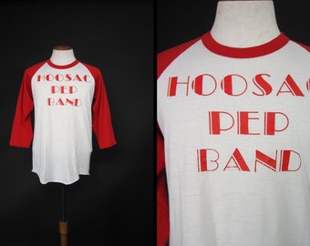 Vintage Hoosac Pep Band Shirt Hoosick NY School Raglan Jersey Style T-shirt - Large