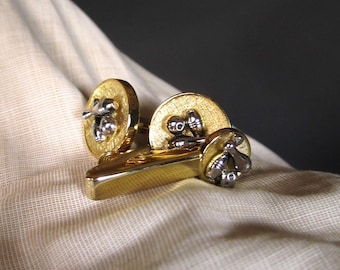 Vintage Bowling Cuff Links and Tie Bar Set