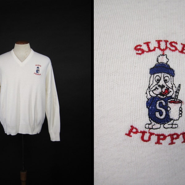 Vintage Slush Puppie Pullover 90er Jahre V Ausschnitt Logo - Size Large