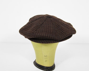 Vintage Tweed Eight Panel Cap Newsboy Hat - Size 7 1/8