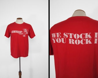 Vintage Ciesco 80s T-shirt Red Single Stitch Tee - Medium / Large