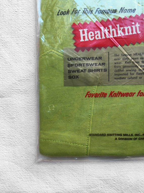 Healthknit　MADE IN USA Pocket T-shirts Vtg 80s Healthknit Plain Dark Green Pocket T-shirt XL/XXL