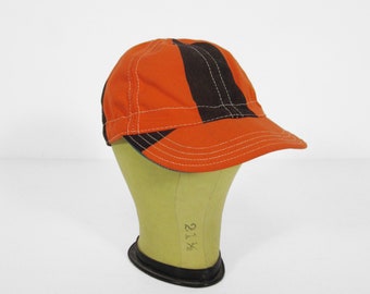 Vintage NOS Welders Cap Orange and Black Canvas Made in USA - Size 6 7/8