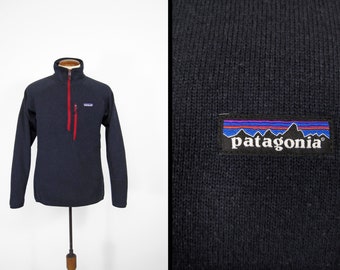 Patagonia Better Sweater 1/4 Zip Fleece Navy Blue / Red - Size Medium