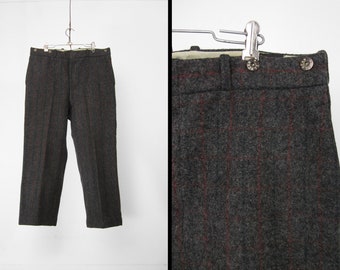 Vintage 50s LL Bean Wool Pants Adirondack Plaid Heavyweight Hunting Trousers - Size 36 x 28