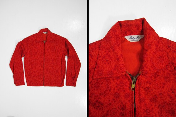 Vintage 50s Paisley Jacket Lady-Jac Red Cotton Win