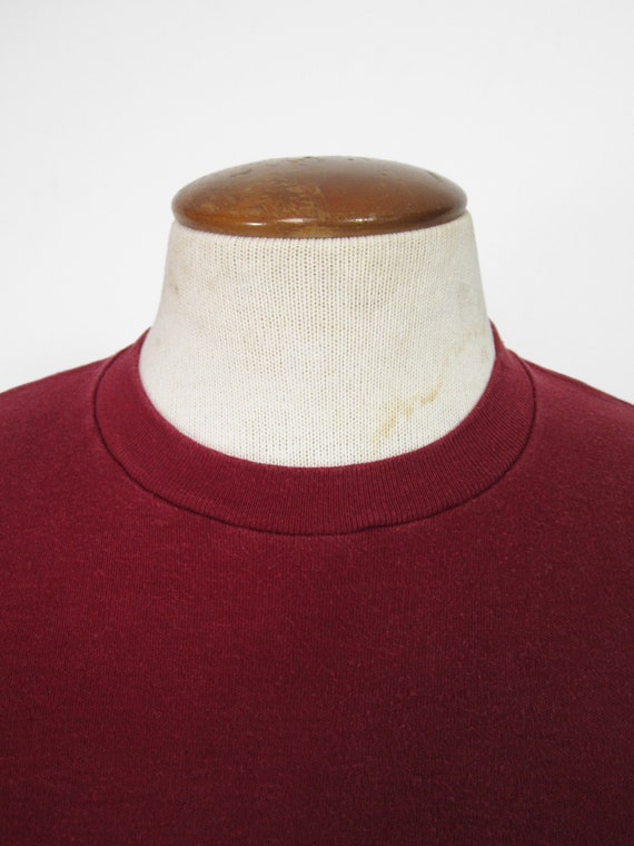 Vintage 50s Welgrume Pocket T-shirt Burgundy Cott… - image 4