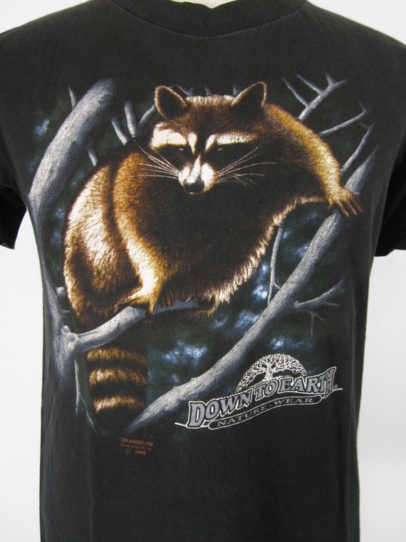 Vintage Harley Raccoon T-shirt 3D Emblem Down To … - image 3