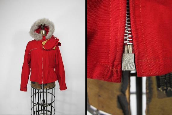 Vintage 30s Ski Jacket Ladies Fur Hooded Coat With