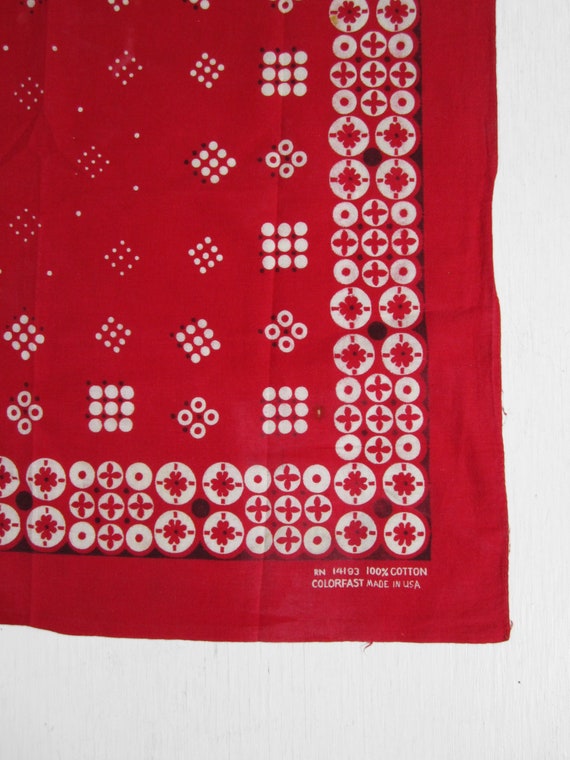 Vintage 60s Turkey Red Bandana Colorfast Floral St