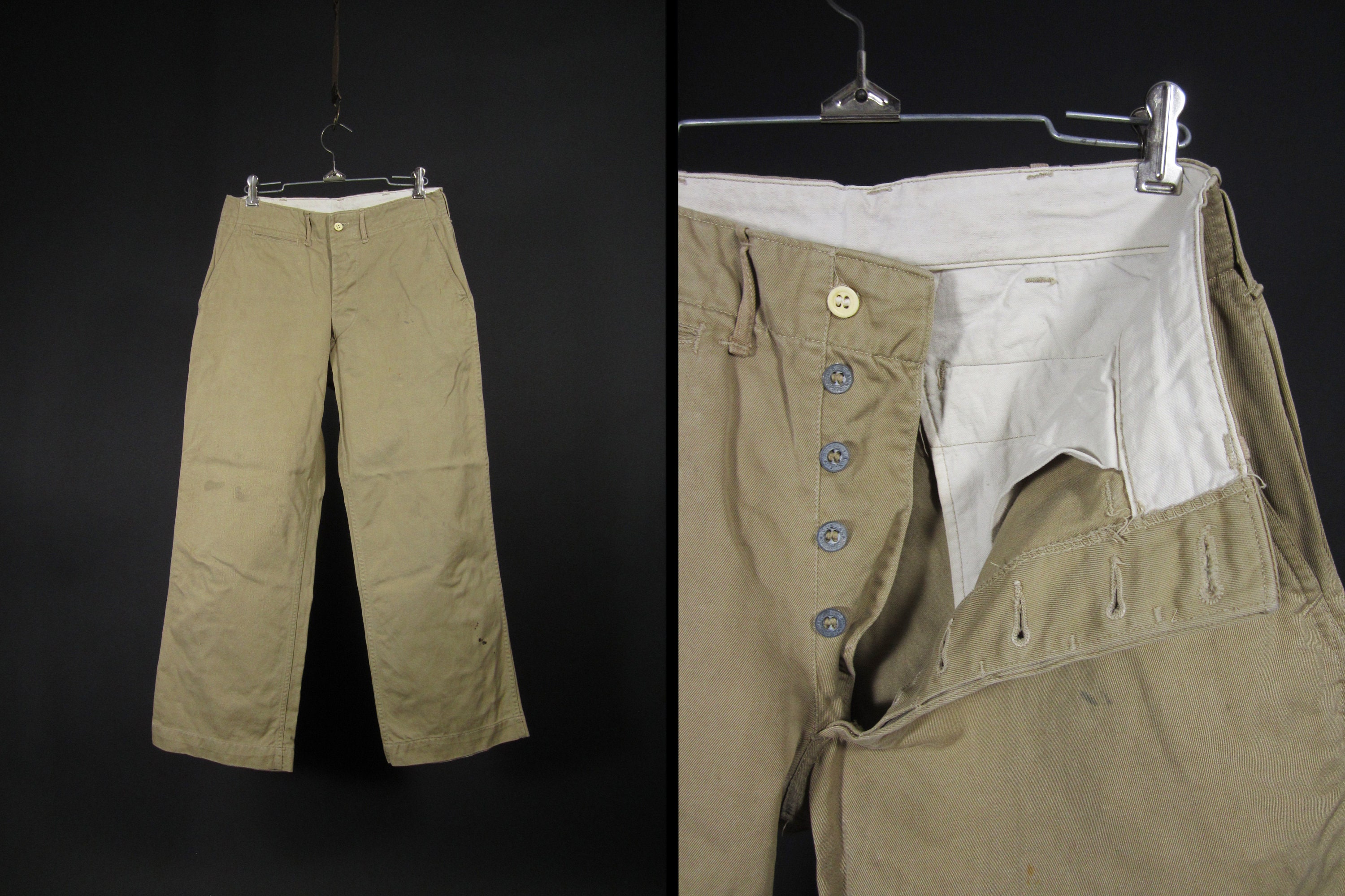 Vintage 1941 US Army Khaki Chinos WWII Trousers Zinc Button - Etsy