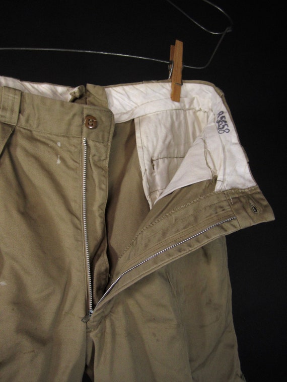 Vintage 50s US Army Shorts Khaki Twill Men's Chin… - image 3