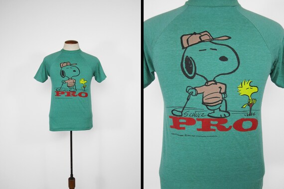 Vintage Snoopy Golf Pro T-shirt Green Raglan Shirt