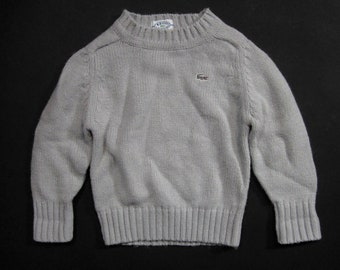 Vintage Lacoste Kids' Sweater 80s Raglan Blue Gray Pullover - Age 3-5