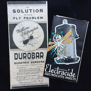 Vintage Bug Zapper Ad Brochures Electracide Durobar Insect Fly Electrocution 1920s