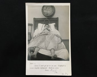 RPPC Beer Postcard Man Drunk In Bed Funny 1900s