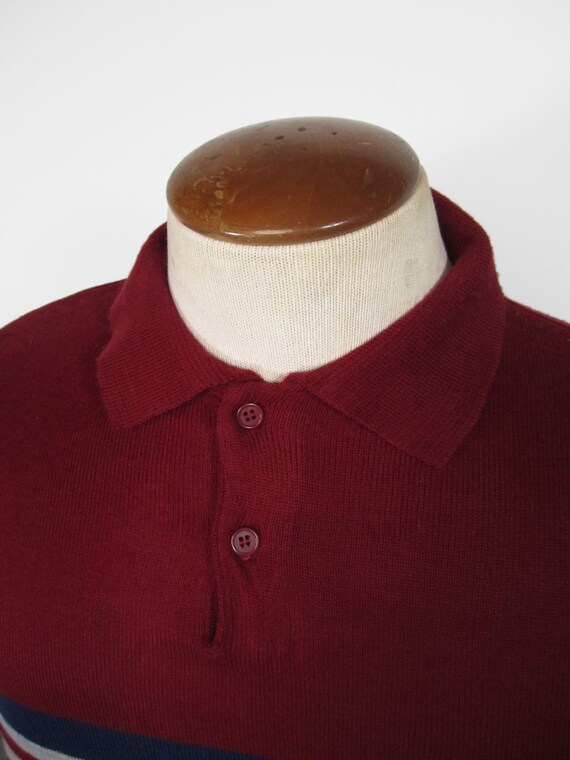 Vintage 80s Red Sweater Montgomery Ward Striped -… - image 3