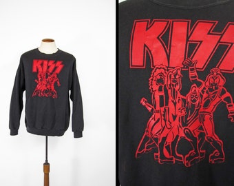 Vintage KISS Sweatshirt Black and Red 2XL